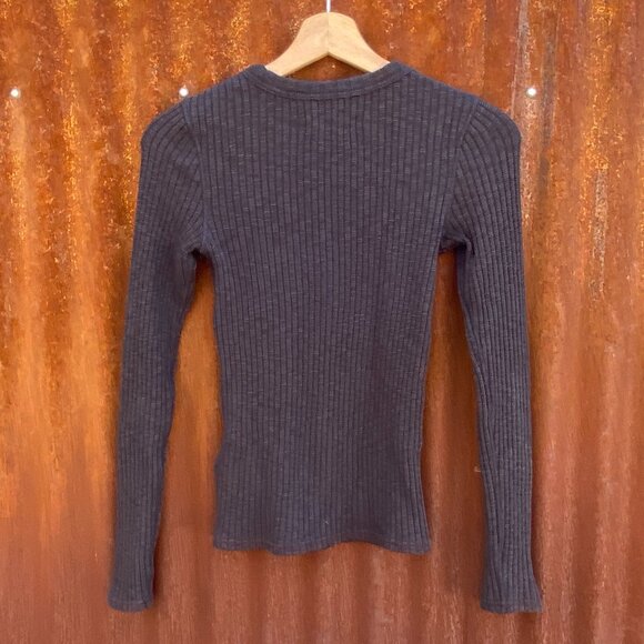 Everlane Cozy Rib Long-Sleeve Tee - size XS Black - Picture 3 of 13